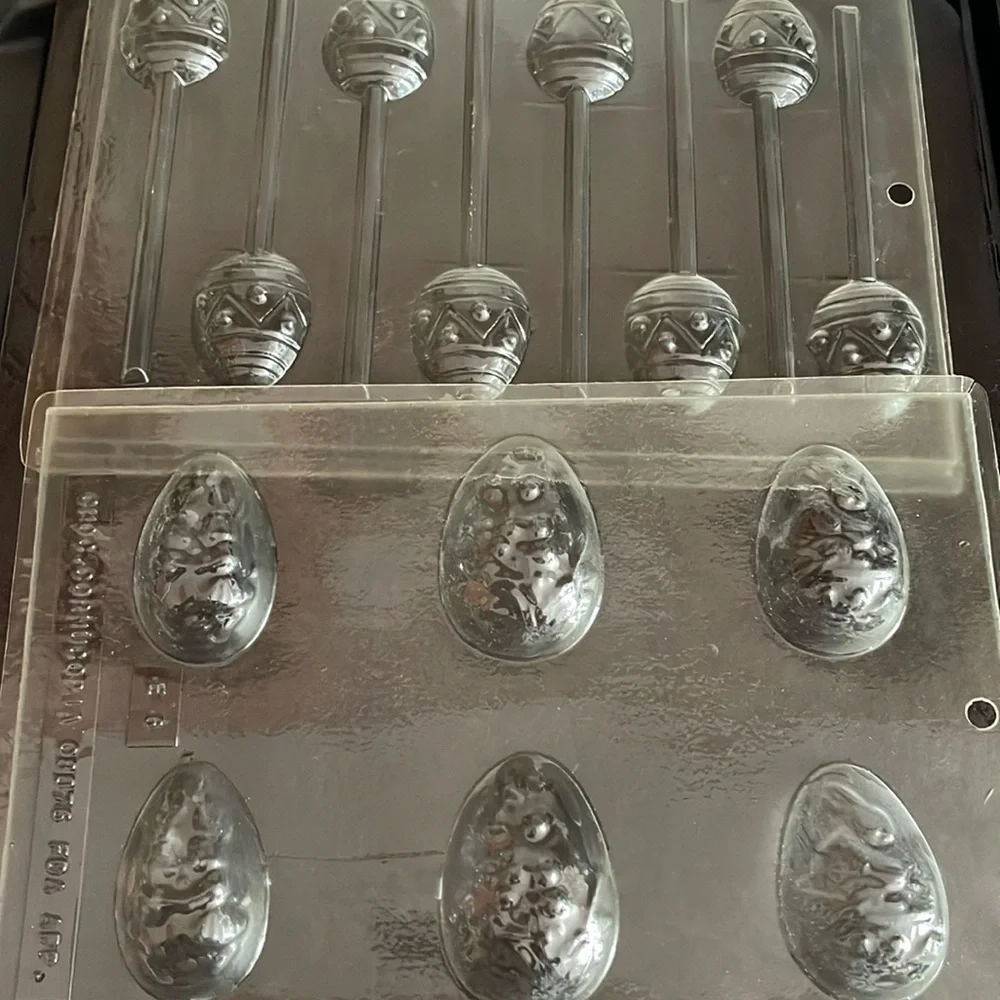 Easter Chocolate Candy / Soap Mold Set, Deep Egg And shallow lollipop designs
